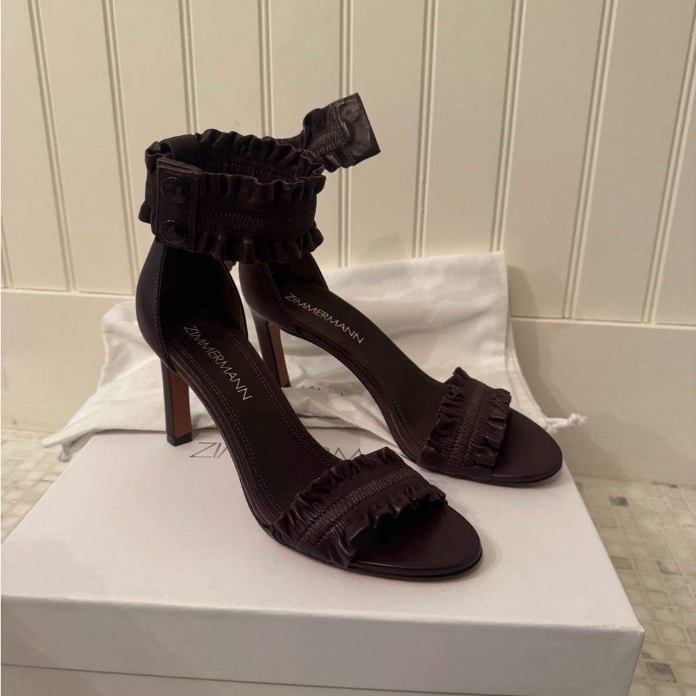 Zimmermann Dark Brown Ruffle Heels